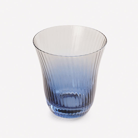 Set of 2 Blue & Grey Cobaltine Ribbed Texture Drinking Glasses