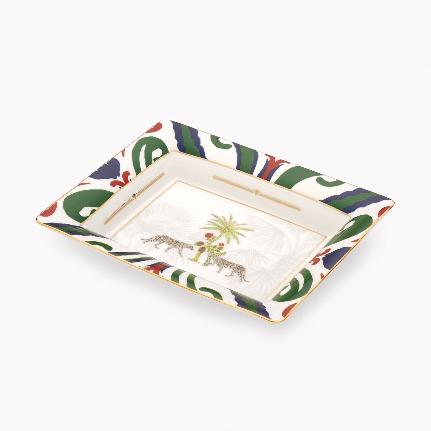 Multicoloured Palmas Print Porcelain Trinket Tray