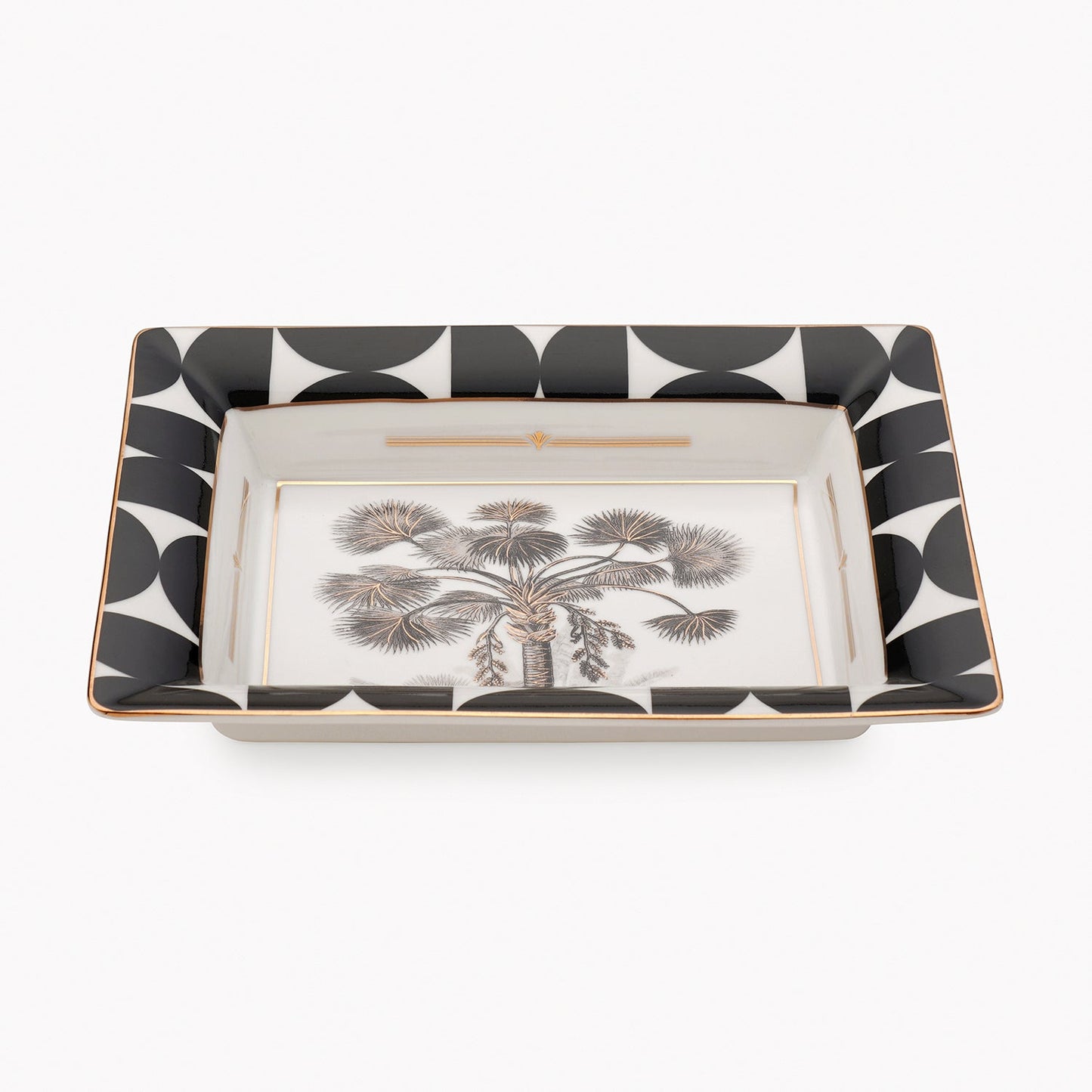 Black & White Palmier Print Porcelain Trinket Tray