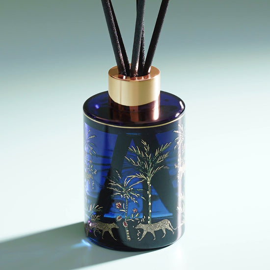 Navy Blue Palmas Del Mar Printed Glass Diffuser