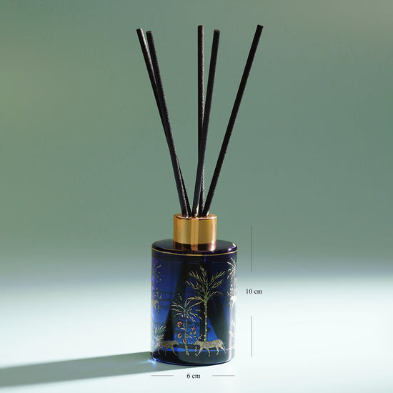 Navy Blue Palmas Del Mar Printed Glass Diffuser