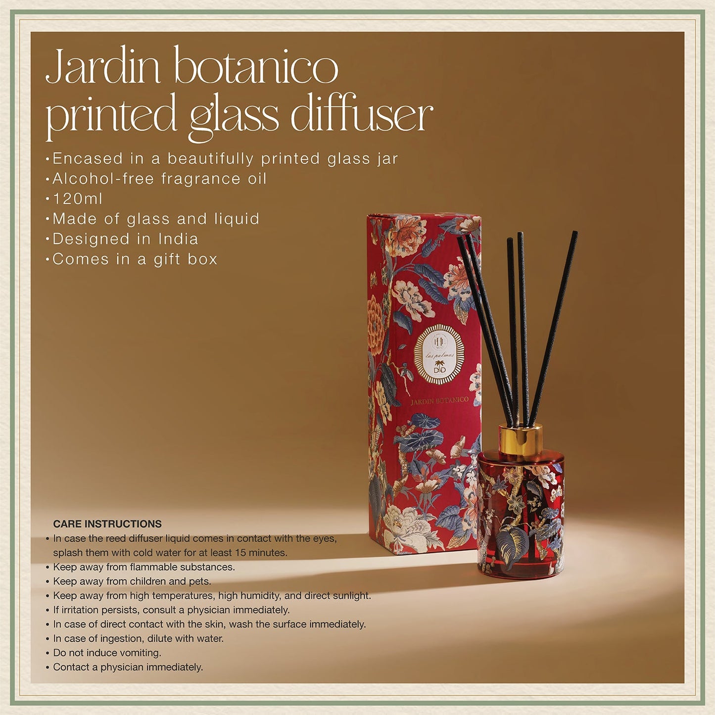 Red Jardin Botanico Printed Glass Diffuser