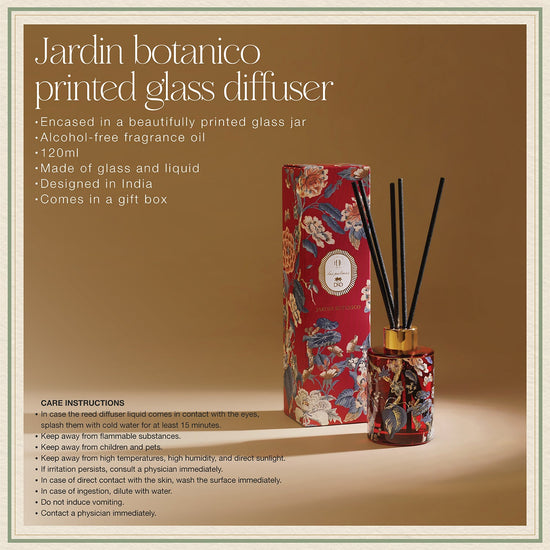 Red Jardin Botanico Printed Glass Diffuser