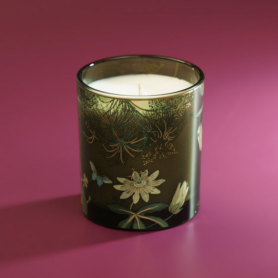 Olive Green Las Palmas Printed Glass Jar Candle