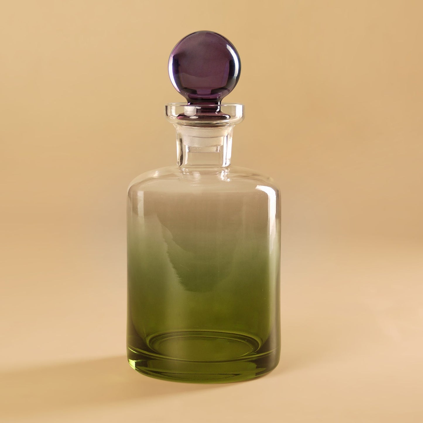 Green & Purple Ombre Glass Decanter