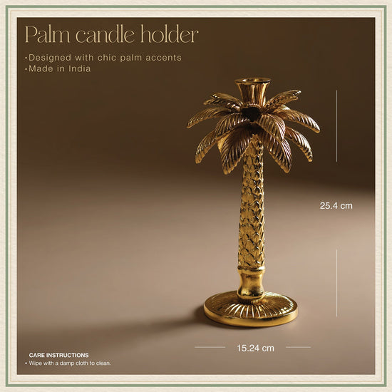 Gold Palm Candle Holder - Large