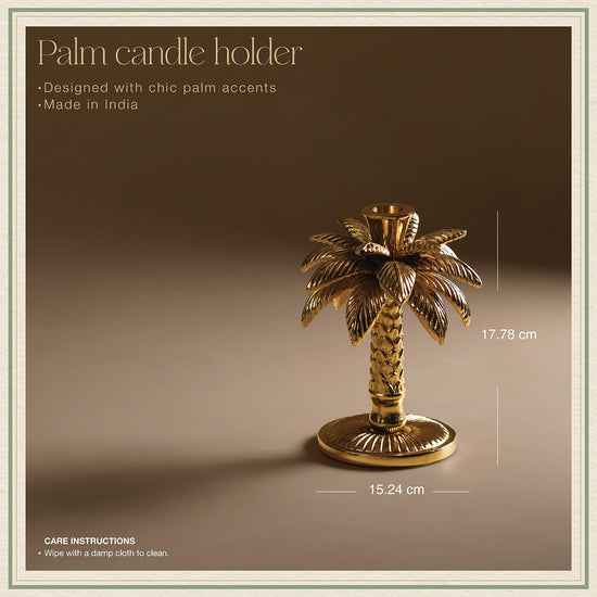 Gold Palm Candle Holder - Small