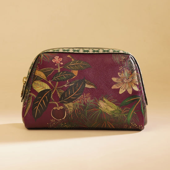 Purple Solano Printed Faux Leather Vanity Pouch - Small