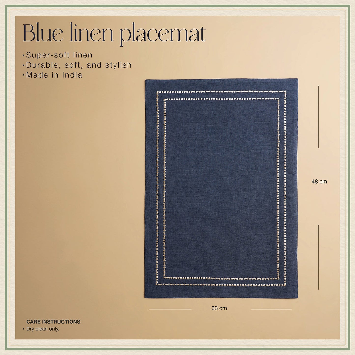 Set of 2 Blue Linen Placemats