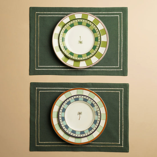 Set of 2 Green Linen Placemats