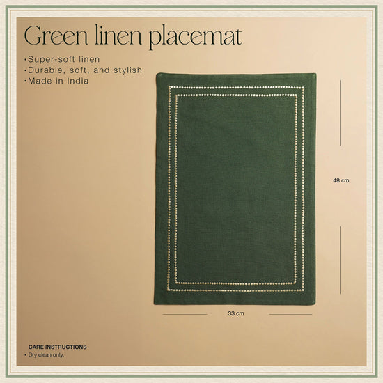 Set of 2 Green Linen Placemats