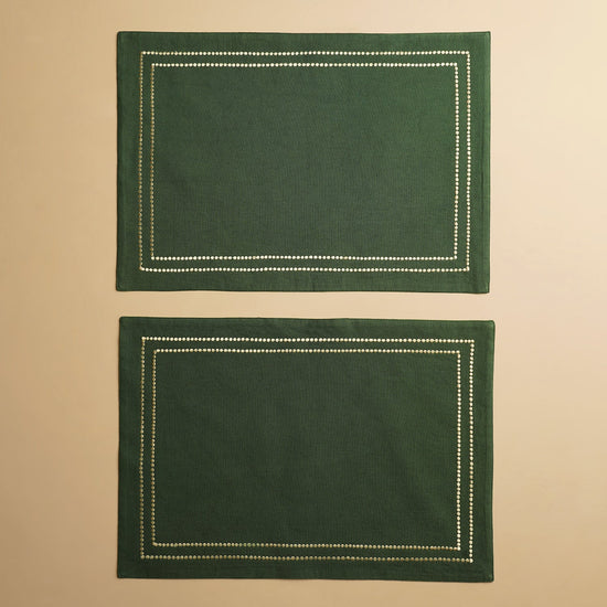 Set of 2 Green Linen Placemats