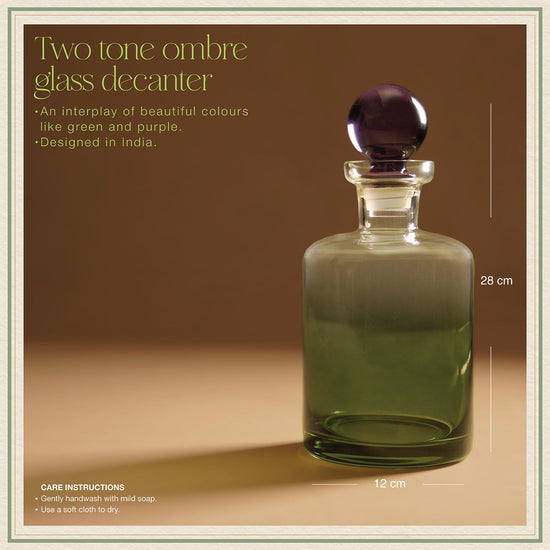 Green & Purple Ombre Glass Decanter