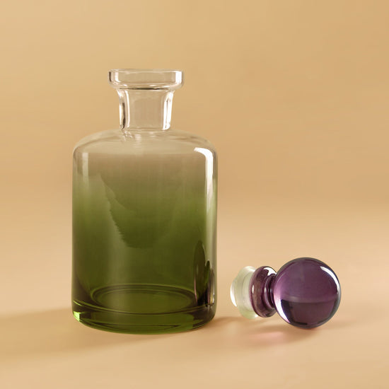 Green & Purple Ombre Glass Decanter