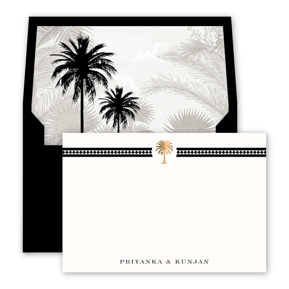 Personalised notecards with golden palm