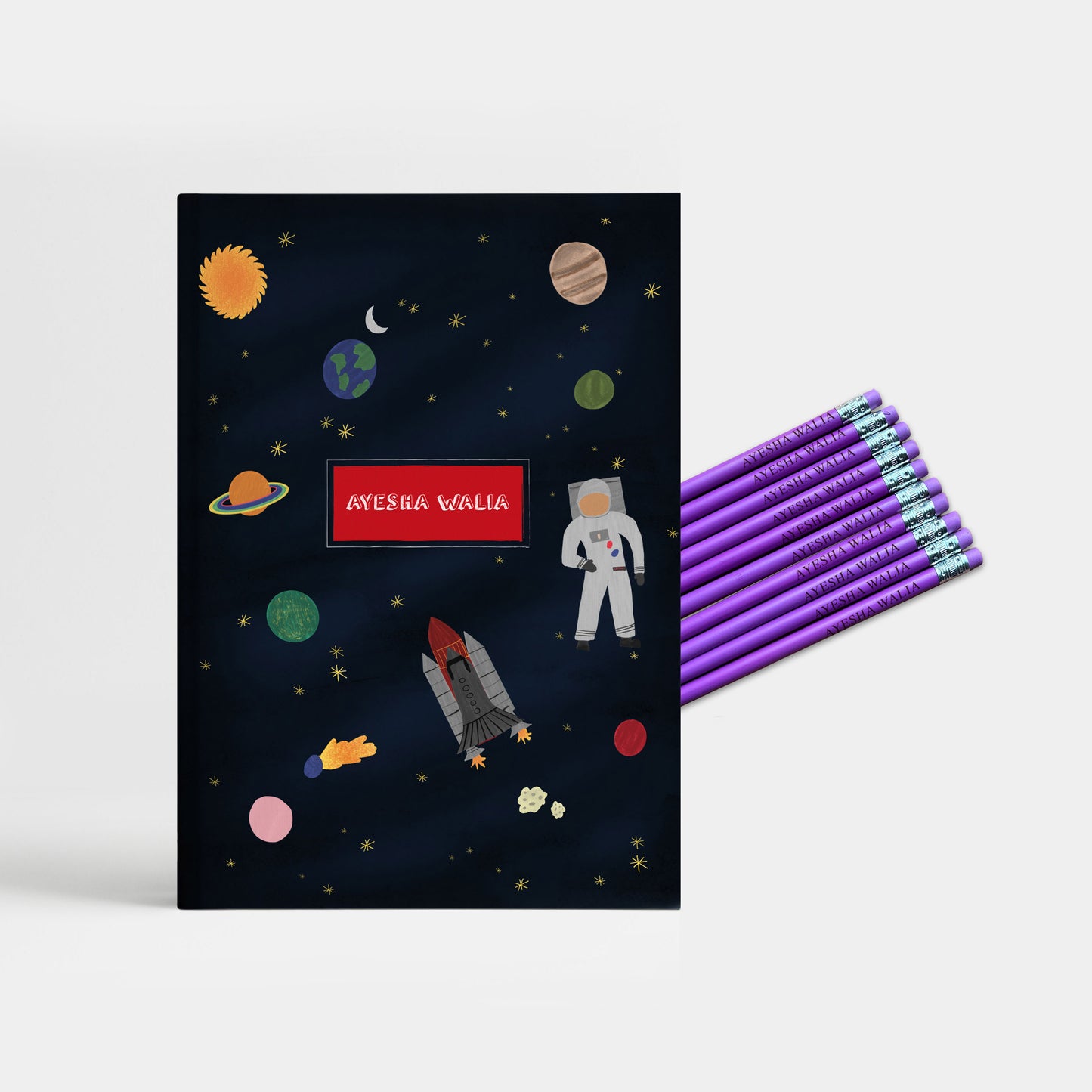 Space Journal & Purple Pencils