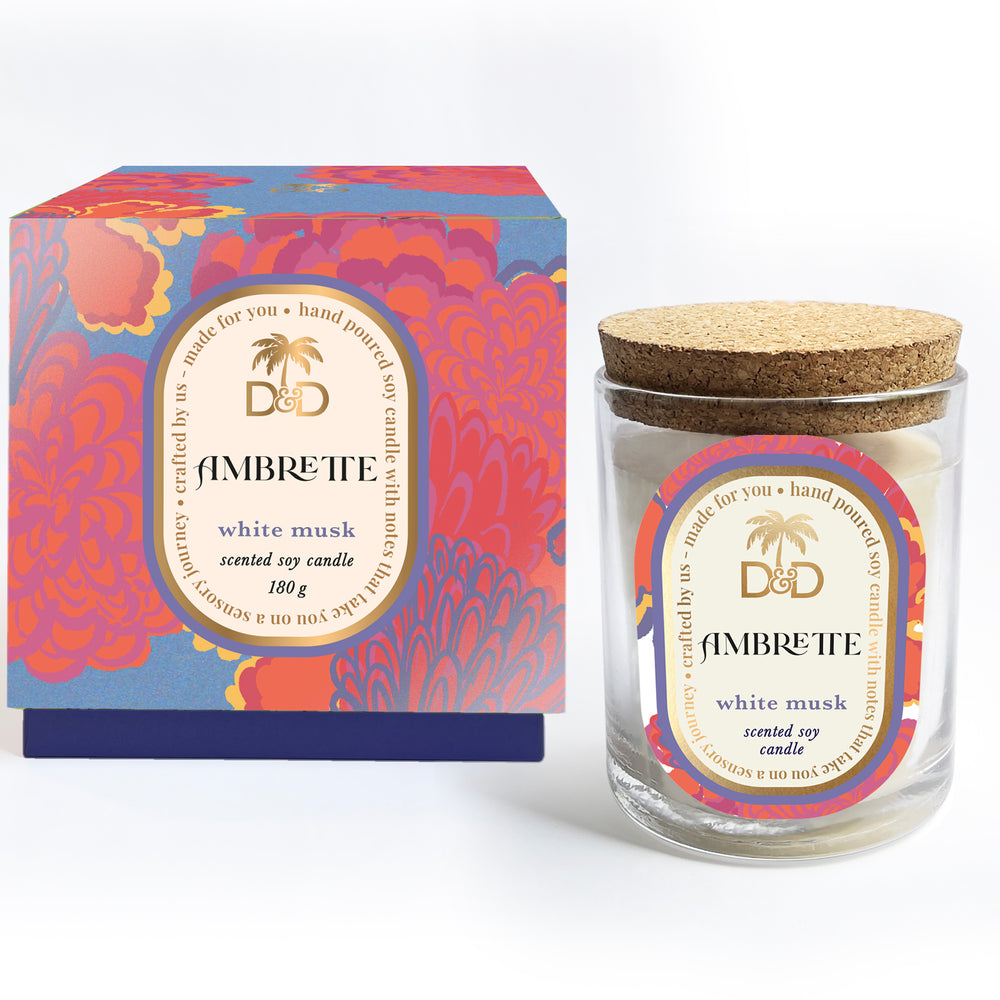 Dots and Doodles premium scented soy wax candle - Ambrette White Musk
