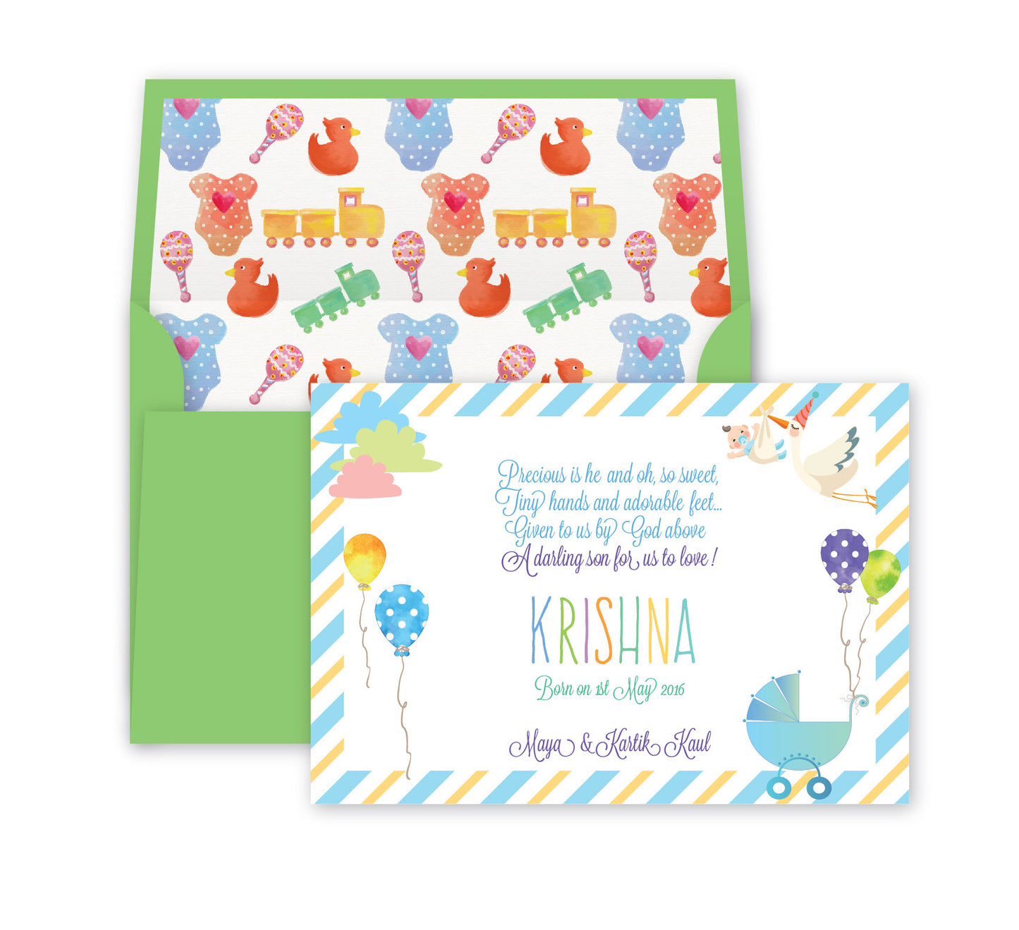 Bibs & Things Baby Announcement, Print Card
