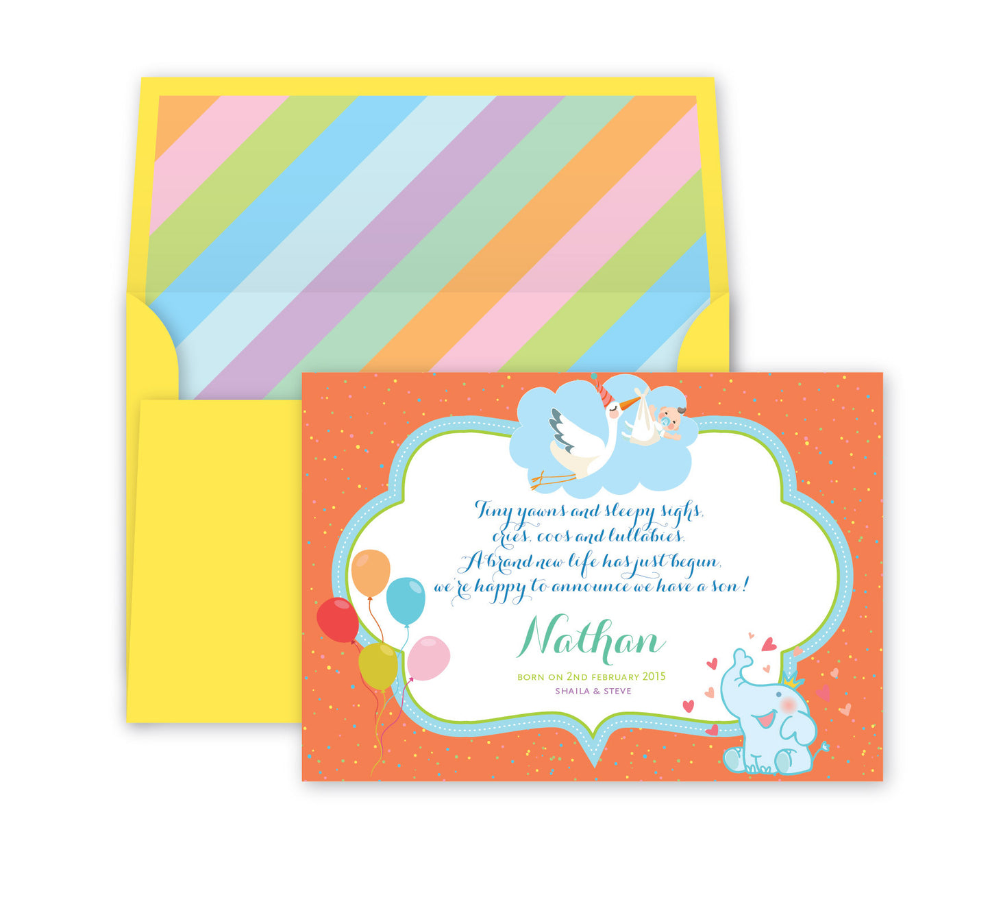 Rainbow Baby Announcement, Print Card
