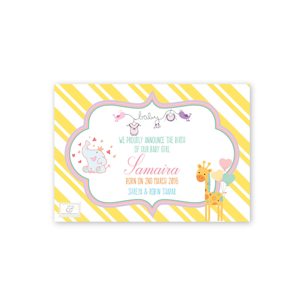 Baby Girl Birth announcement E-card