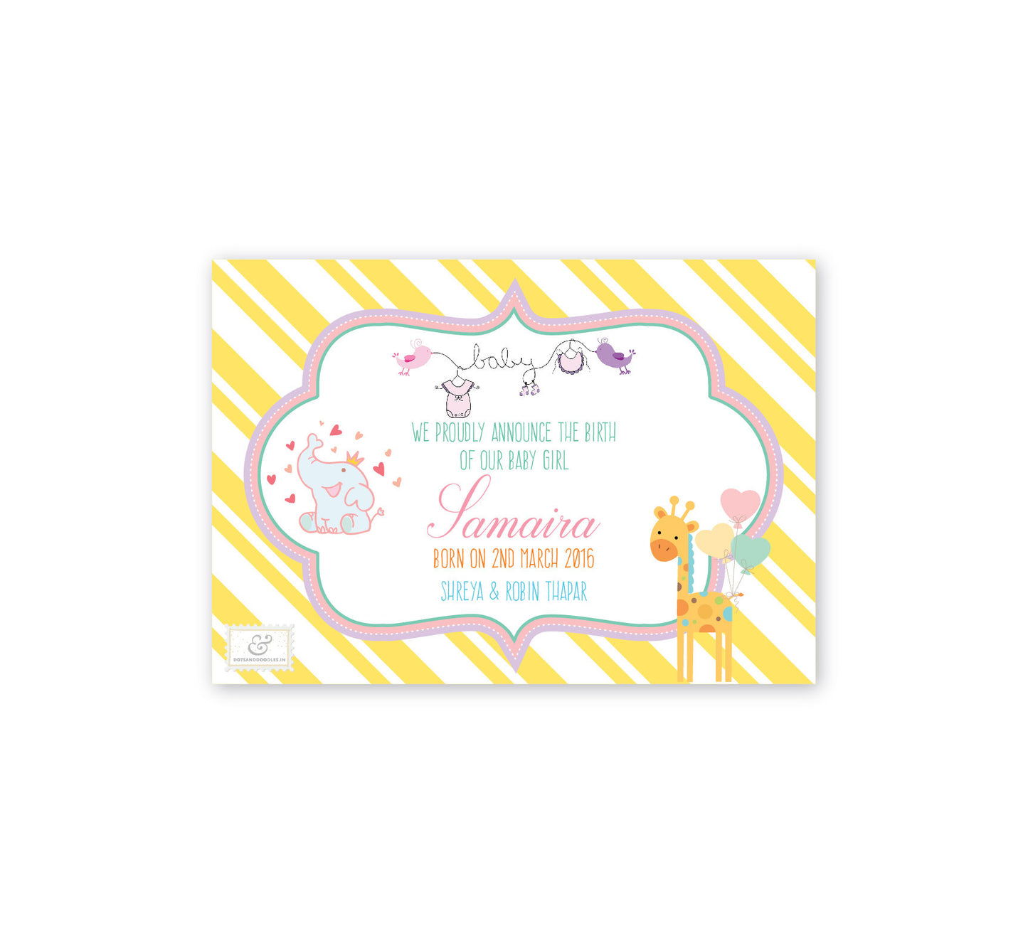 Baby Girl Birth announcement E-card