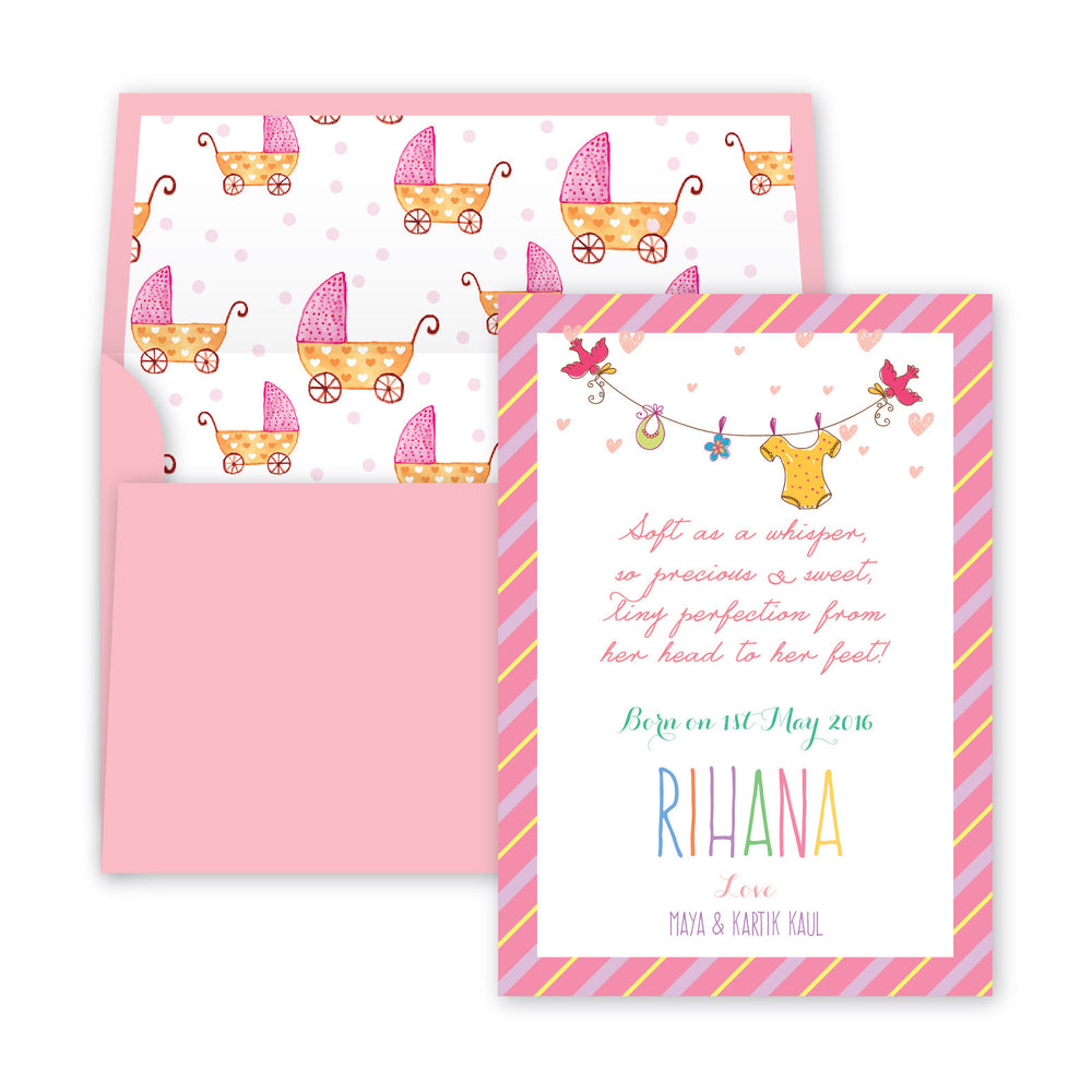 Tiny Perfection Baby Announcement, Print card