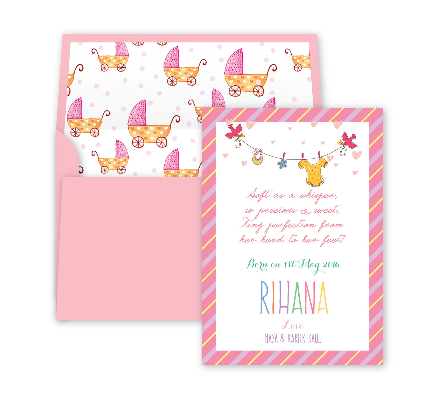 Tiny Perfection Baby Announcement, Print card