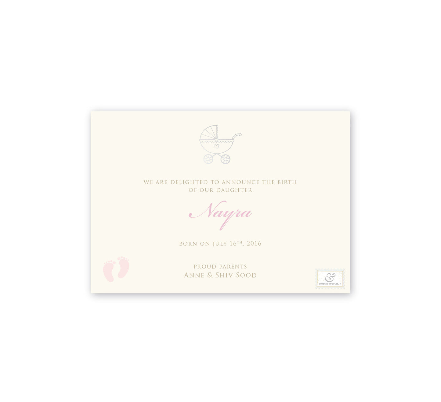 Polka Pink Baby Announcement E-card