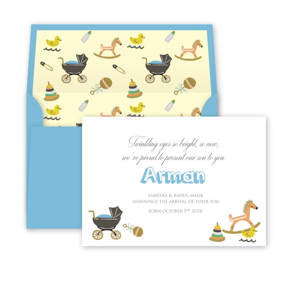 Bundle of joy, Baby announcement print card